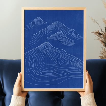 luminous blue cobalt blue color monochrome abstract mountain lodge contemporary lines printable living room wall art quiet luxury decor christmas gift digital poster 
gift for women midimalism hairdresser gift guest master bedroom fine she shed gifts mothers day gift from daughter craft room organization college graduation engagement gift for couple unique gaming gift for best friend female reading nook spa bathroom art music yoga room 21st birthday gift for him 30th birthday gift 30th birthday gift 