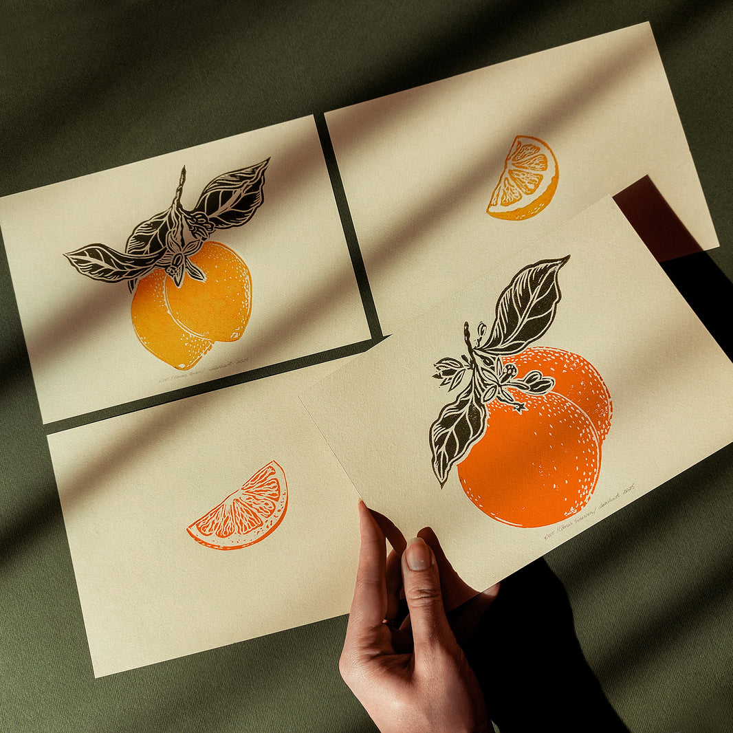 «Fructus et Folia» - linocut prints with berries, fruits and vegetable ...