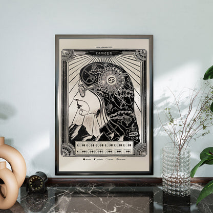 personalized zodiac 2026 moon phases lunar calendar female portrait art deco large linocut prints printable wall art bedroom decor girlfriend new year gift ideas digital poster mother astrology inspired landscape home office contemporary modern chart black bedroom INSTANT DOWNLOAD Aries, Libra, Capricorn, and Cancer, Taurus, Scorpio, Leo, and Aquarius, Gemini, Sagittarius, Virgo, and Pisces  nurse gift, retirement gift, teacher retirement gift, going away gift for coworker, employee appreciation gift