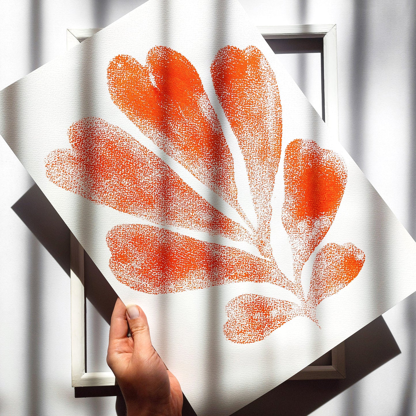 Red trendy monoprint nordic scandinavian abstract heart plant relief handprint large monotype print quiet luxury original artwork one of a kind spring t glamoratti wall art primary bedroom elegant botanical neutral hampton living rustic new home gift printmaking modern unique eclectic mid century modern aesthetic girly acrylic pastel wall hanging nature kitchen dining room preppy dorm laundry entryway home office self handmade housewarming staircase wilderkind romantic engraving etching style
