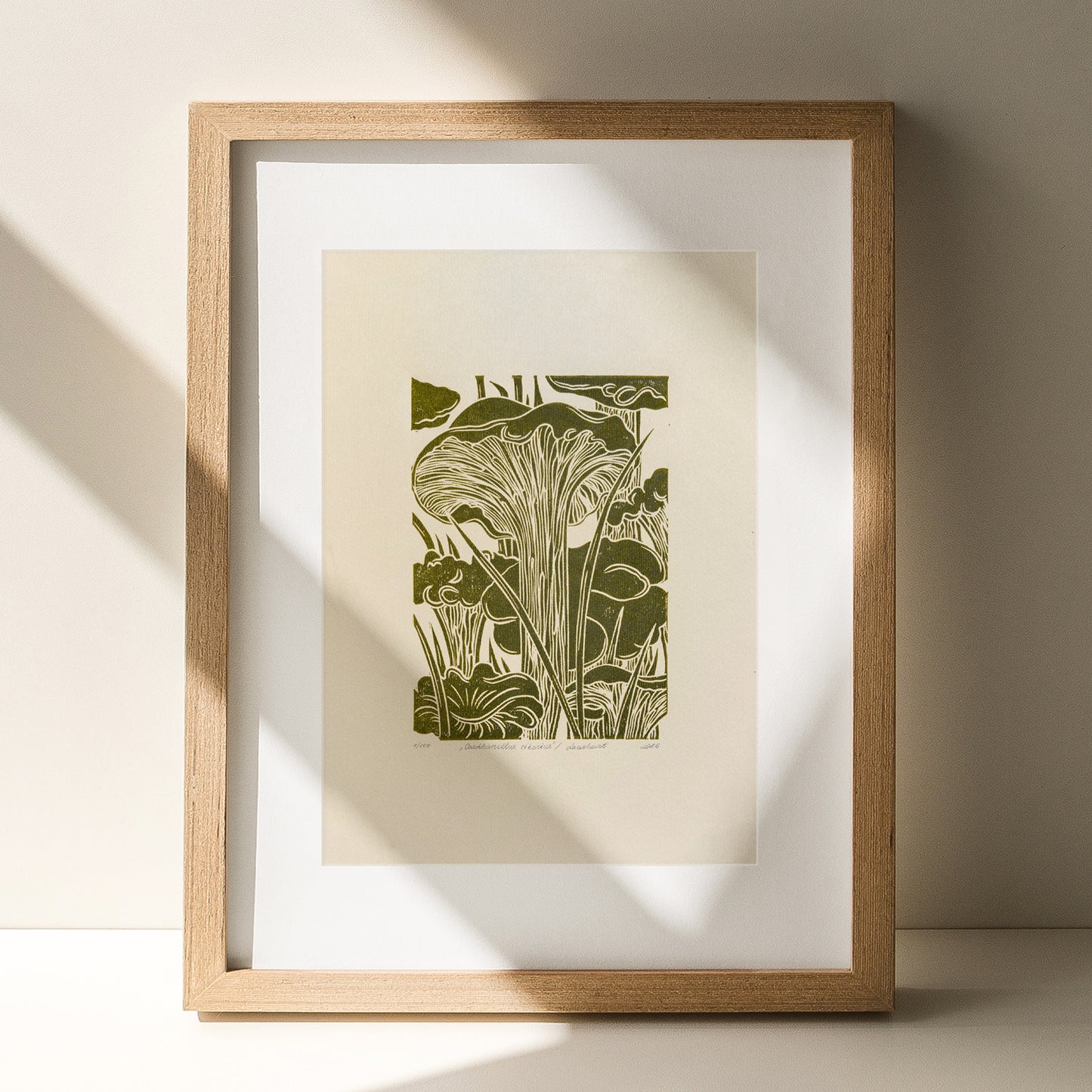 retro cottagecore chanterelle cushroom linocut print sage green color relief monoprint original artwork vintage kitchen pantry decor mother gift ideas whimsical wall art rustic linogravure forestcore lino
 wall hanging, unique wall art, trendy, thank you gift, boss, breakfast nook, teacher appreciation gift, Summer, Spring wall art, herb botanical, english country cottage, pantry wall, european countryside, poetic, slow living, eastern european, sister in law gift, self gift, rustic wall art, retirement