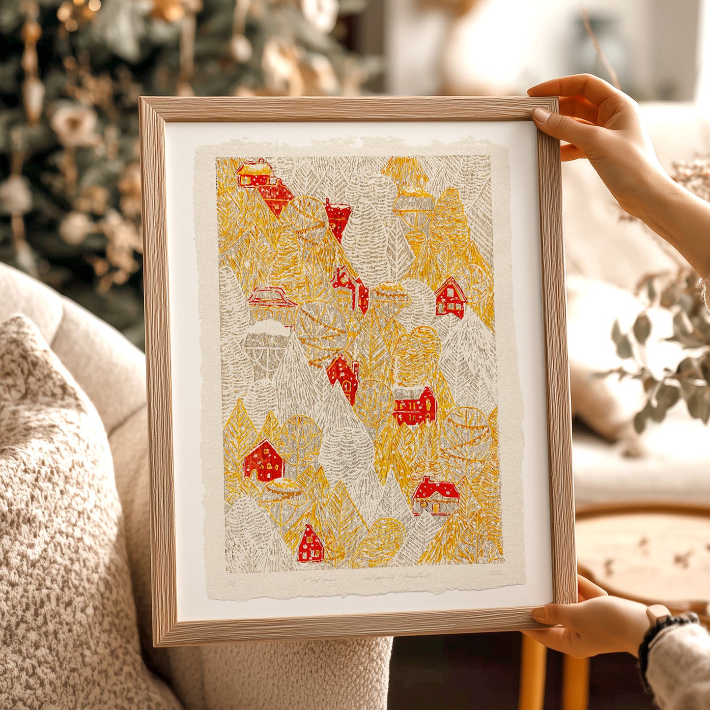 retro lovers present first snow red house printable wall art large linocut prints warm earth tones farm christmas dining room funny kids decor magical forest rustic village hallway digital poster linogravure download Yellow gray funny autumn bedroom instant download holiday season foraged self gift affordable lino download nature thank you mom aesthetic home office housewarming new downloadable hanging moody kitchen dorm laundry mom mother grandmother sister wife women farm hostess girlfriend