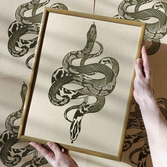 sage green color tattoo snakes large linocut print rustic linogravure original artwork living room hallway wall reading nook wilderkind forestcore self gift man cave decor english cottage art
hand carved, wall hanging, unique Vintage art, unique wall art, trendy wall art, thank you gift boss, teacher appreciation gift, master bedroom, Summer wall art, large wall art, sister in law gift, shelf decor, self gift, rustic artwork, Retro scandinavian artwork, handprint, retirement gift, Relief print