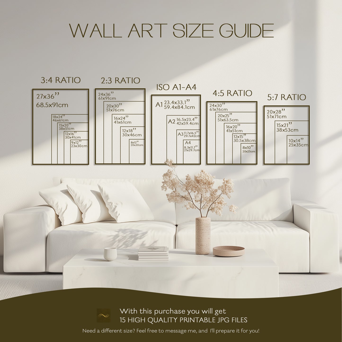 Neutral warm earth tones abstract leaves Plant retro terracotta landscape Printable wall art