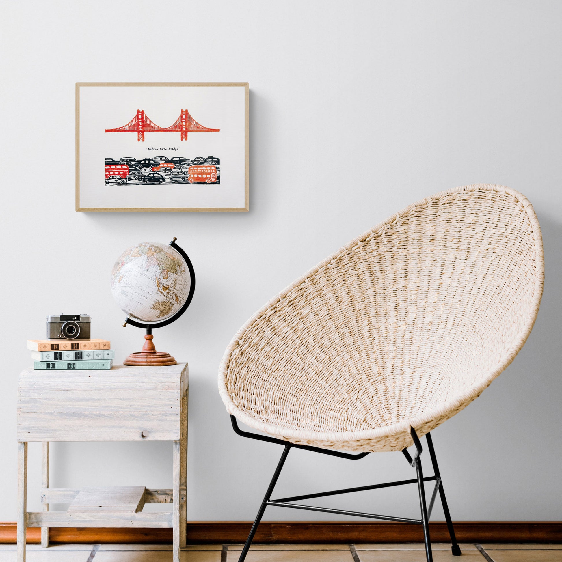 golden gate bridge linocut print cityscape san francisco home office decor kids room retro american original artwork travel lover gift linogravure lino california urban landscape unique christmas memories modern rustic city road trip sf architecture holiday gift for him mid century modern minimalist 
patriotic relief dopamine bedroom thankful iconic usa landmarks bay area west coast urban landscape printmaking back to school professor teacher handprinted