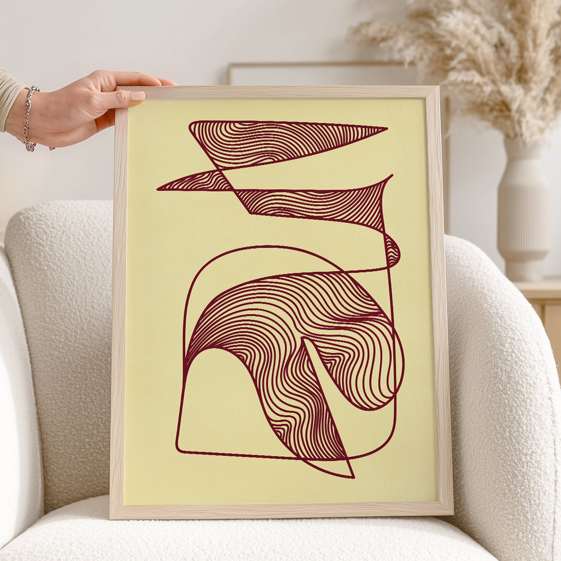 trendy 2026 palette butter yellow color burgundy red cherry relaxing abstract contemporary lines nature earth tones printable wall art dining room reading nook decor aesthetic prints mom gift ideas digital poster
 gallery wall art new home gift unique self gift toddler reading nook 16th birthday 21st birthday gift for her 21st birthday gift handmade house warming&nbsp; living room office entryway modern spa digital instant gift for her for him mudroom for friend graduation teacher appreciation hallway gift 