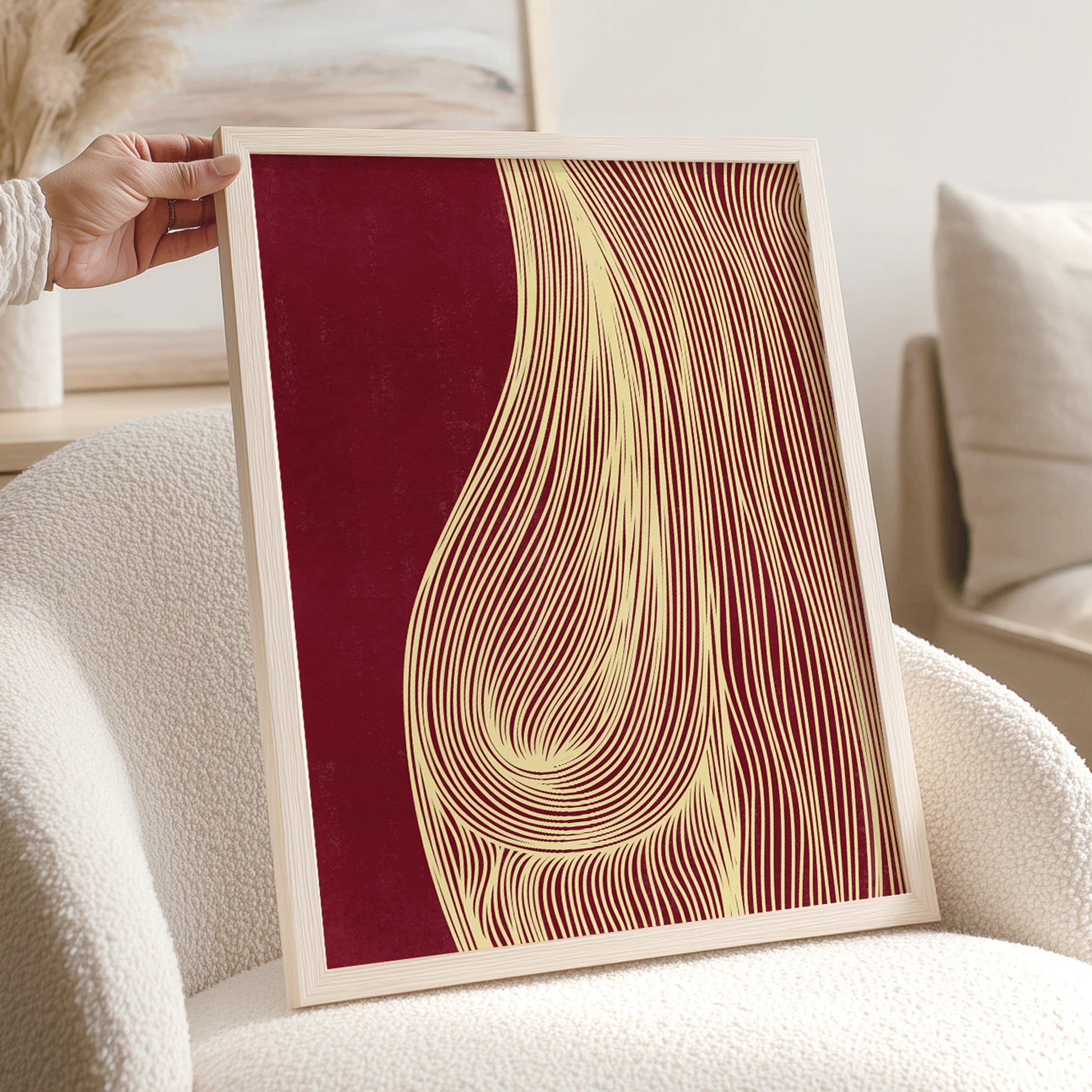 trendy 2026 palette burgundy red cherry butter yellow color relaxing abstract contemporary lines printable wall art mid century modern powder room decor above bed aesthetic prints digital poster
 mindfulness meditation wellness yoga space classical bauhaus above bed decor zen decor retirement gift going away gift for coworker employee appreciation gift pass the gift game realtor closing gift employee appreciation gift gallery wall art new home gift unique self gift toddler reading nook 16th birthday 21st 