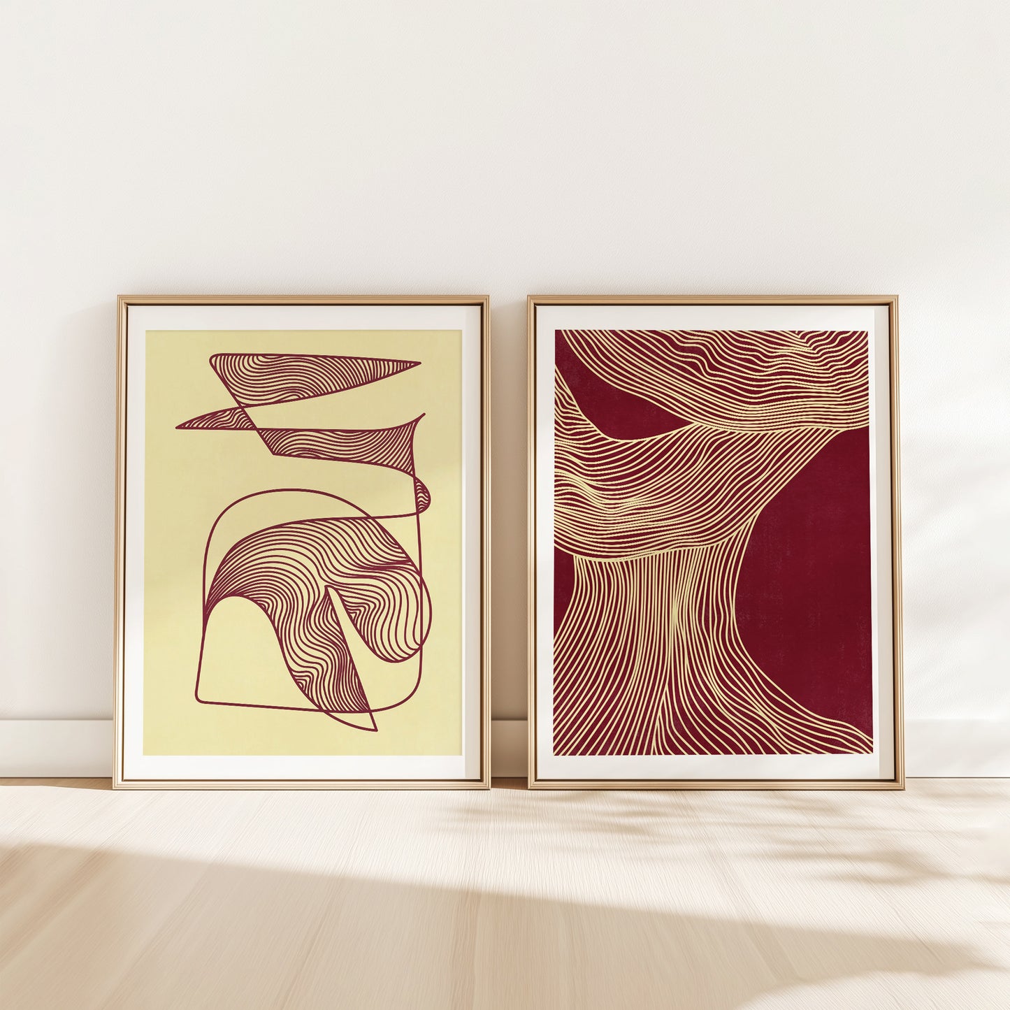 gallery wall set trendy 2026 palette burgundy red cherry neutral woman butter yellow color relaxing abstract contemporary lines set of 2 peice printable wall art primary bedroom artist studio decor aesthetic prints digital poster minimalist nature earth tones spa bathroom instant download mid century modern powder above bed she shed gifts meditation reading nook apartment downloadable yoga laundry wellness home therapist office geometric living spa staircase her sister mom mother him mindfulness