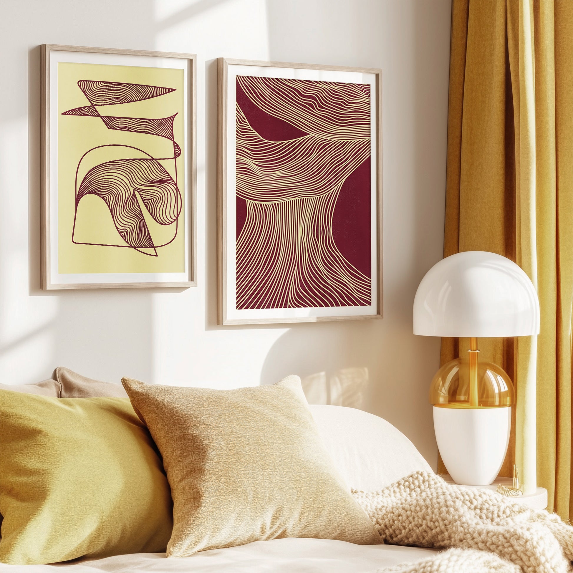 gallery wall set trendy 2026 palette burgundy red cherry neutral woman butter yellow color relaxing abstract contemporary lines set of 2 peice printable wall art primary bedroom artist studio decor aesthetic prints digital poster
 creative workspace bedroom modern kitchen dining room bathroom plant baby shower godparent godfather gift mother in law daughter in law gift sister in law niece gift from aunt easter law school graduation gift nature lover gift thank you heirloom gift living room coquette