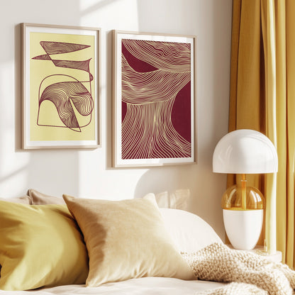 gallery wall set trendy 2026 palette burgundy red cherry neutral woman butter yellow color relaxing abstract contemporary lines set of 2 peice printable wall art primary bedroom artist studio decor aesthetic prints digital poster
 creative workspace bedroom modern kitchen dining room bathroom plant baby shower godparent godfather gift mother in law daughter in law gift sister in law niece gift from aunt easter law school graduation gift nature lover gift thank you heirloom gift living room coquette