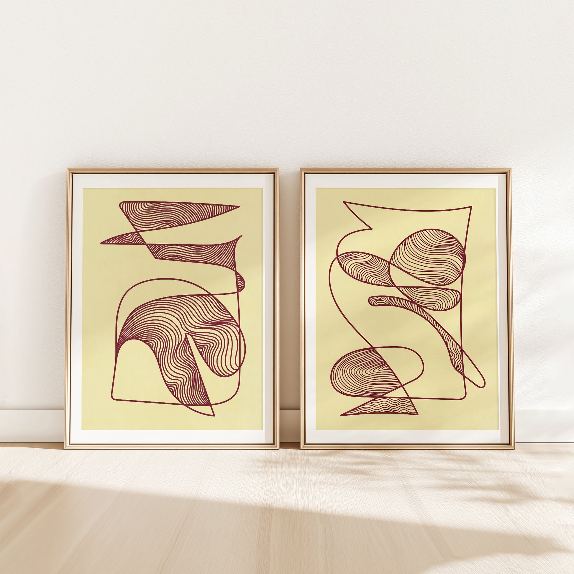 trendy 2026 palette gallery wall set of 2 peice butter yellow color neutral minimalist relaxing abstract contemporary lines printable wall art master bedroom foyer wall decor aesthetic prints digital poster wife gift ideas burgundy red cherry spa bathroom nordic scandinavian mid century modern powder above bed she shed gifts meditation reading nook downloadable yoga studio instant download laundry wellness home therapist office geometric living entryway hallway her sister mom mother mindfulness