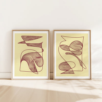 trendy 2026 palette gallery wall set of 2 peice butter yellow color neutral minimalist relaxing abstract contemporary lines printable wall art master bedroom foyer wall decor aesthetic prints digital poster wife gift ideas burgundy red cherry spa bathroom nordic scandinavian mid century modern powder above bed she shed gifts meditation reading nook downloadable yoga studio instant download laundry wellness home therapist office geometric living entryway hallway her sister mom mother mindfulness