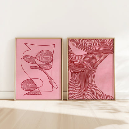 trendy 2026 palette gallery wall set of 2 peice burgundy red cherry blush pink color relaxing abstract nature feminine body contemporary lines printable she shed gifts digital poster aesthetic prints reading nook decor master bedroom mid century modern home office powder room above bed meditation texture minimalist apartment downloadable yoga studio instant download laundry wellness therapist geometric organic zen living entryway spa hallway staircase her sister mom mother him man mindfulness