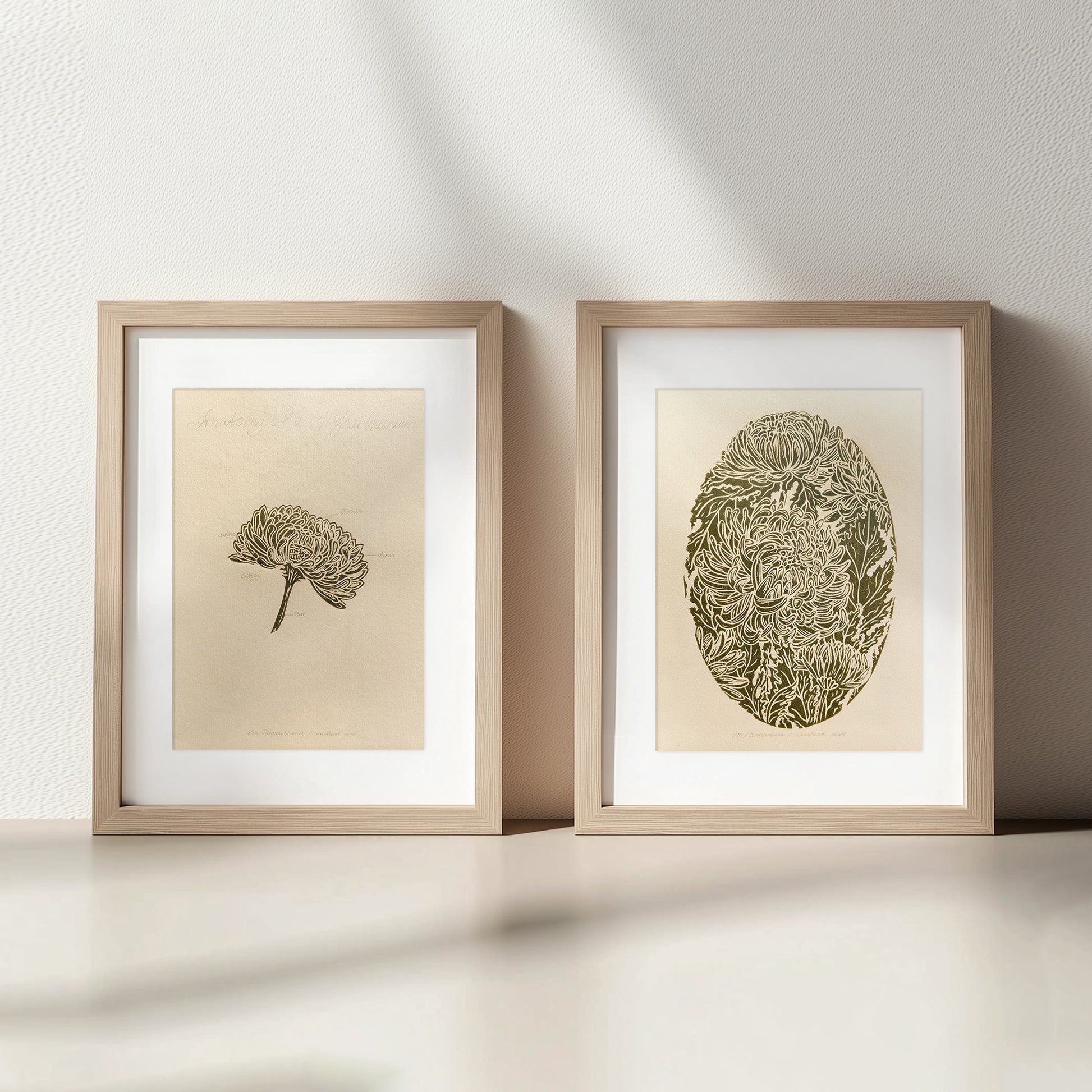Vintage Anatomy Chrysanthemum Flowers Linocut Print Gallery Wall Set of 2 Cottagecore Floral Original Artwork Kitchen Art Decor Mother Gift
 wall hanging Vintage art unique wall art trendy thank you gift boss teacher appreciation gift Summer Spring wall art sister in law gift signature shelf decor self gift Sage green color rustic wall art Retro artwork retirement Relief print realtor closing gift Printmaking art plant lover gift original illustration original artwork one of a kind office wall decor nurse 