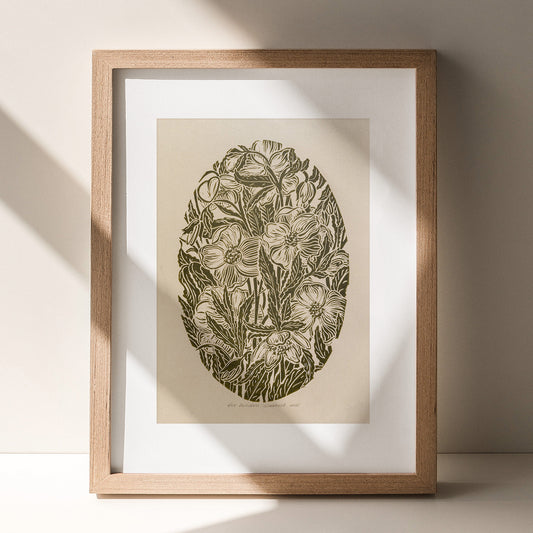 Sage green beige cottagecore wall art vintage flower rustic linocut print floral lino winter botanical lenten roses hellebore flowers original artwork home office decor primary bedroom european countryside mother gift christmas roses reading nook farm retro ideas relief handprint chateaucore hallway block farmhouse living room hostess new apartment for professor workspace dining entryway kitchen dorm mom wife woman sister girlfriend godmother Present Gratitude family craft foyer laundry mudroom