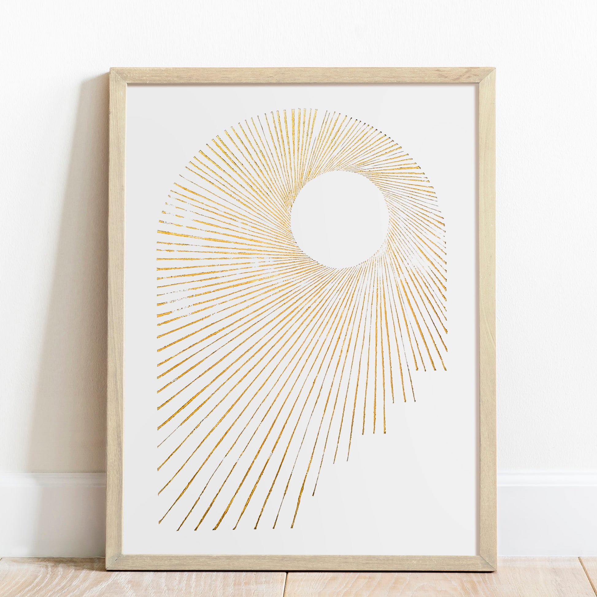 Abstract white and gold sun lines arch Linocut print Wall hanging decor lino print, linogravure. printmaking, relief print, block print wall hanging, unique wall art, trendy wall art, thank you gift boss, teacher appreciation gift, autumn wall art, sister in law gift, shelf decor, self gift, retirement gift, realtor closing gift, original artwork, one of a kind, nurse gift, niece gift from aunt, new mom gift, new job gift, New home gift, new grandma gift, new apartment housewarming gift, new apartment gift,