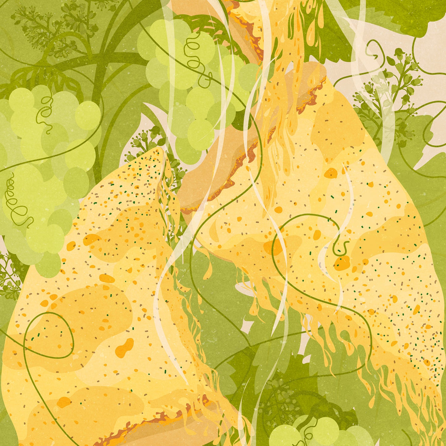 Green yellow beige maximalist prints cheese pizza blooming grape plant printable wall art floral botanical modern kitchen dining room decor italian cuisine floral fast food digital poster retro vintage nature 
bedroom wall decor, media room decor, family room, entryway, employee appreciation gift, modern kitchen art, dining room decor, botanical poster, cottagecore, rustic, foyer, farmhouse, farm bathroom prints, living room wall art, oversized, 21st birthday gift for him, bedside, large dish poster