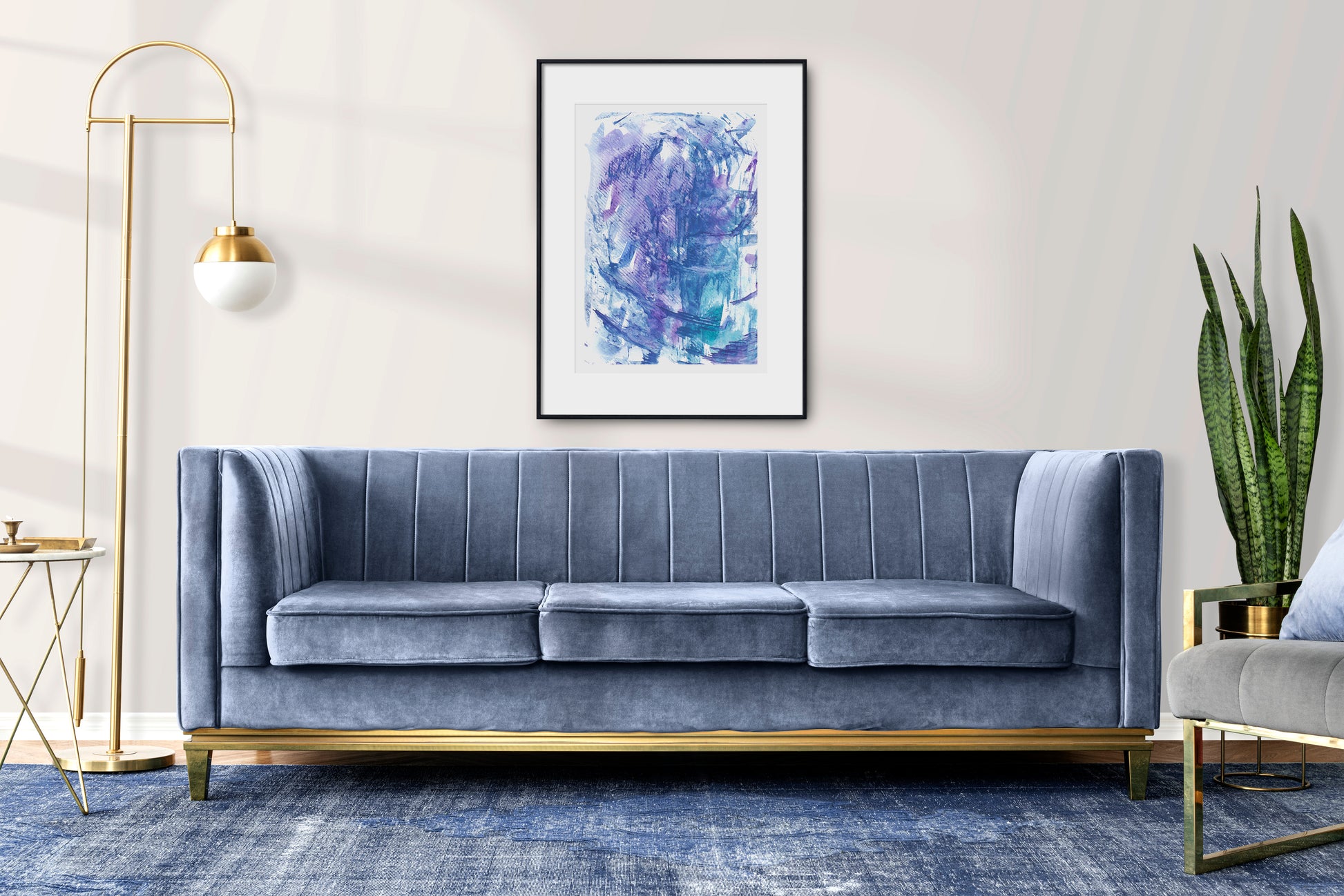 Blue and purple abstract painting «Textured Impressions I» poster Printable wall art Contemporary modern Instant download New home gift Modern living room Bedroom abstraction Digital wall decor 