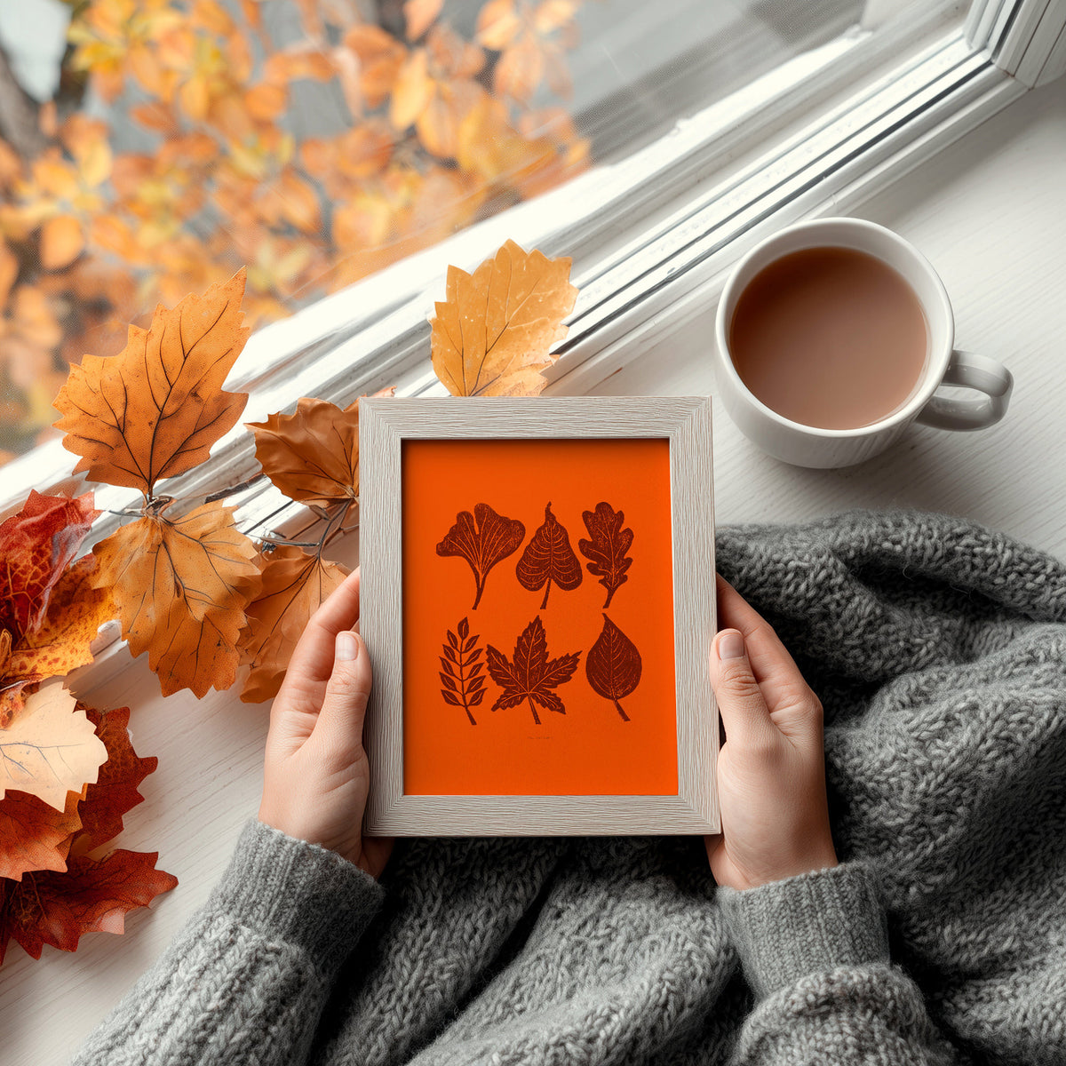 Autumn Orange brown minimalist rustic foraged nature leaves plant printable wall art large linocut prints warm earth tones living room treat yourself digital poster forestcore decor botanical lino linogravure instant download 
Thoughtful Autumn Gift , mother in law gift, Unique Thank You Present, mom birthday gift, Warm Earth Tones Art Modern kitchen art, long distance gift, living room wall art, Linoleum print, laundry room decor,  Housewarming gift, Botanical Gift for Coworker