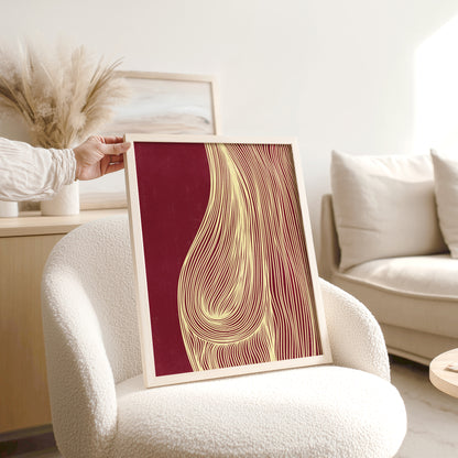 trendy 2026 palette gallery wall set butter yellow color burgundy red cherry relaxing abstract contemporary lines set of 3 piace printable wall art primary bedroom spa bathroom decor nordic scandinavian aesthetic prints digital poster
 above bed decor zen decor retirement gift going away gift for coworker employee appreciation gift pass the gift game realtor closing gift employee appreciation gift gallery wall art new home gift unique self gift toddler reading nook 16th birthday 21st birthday gift for her