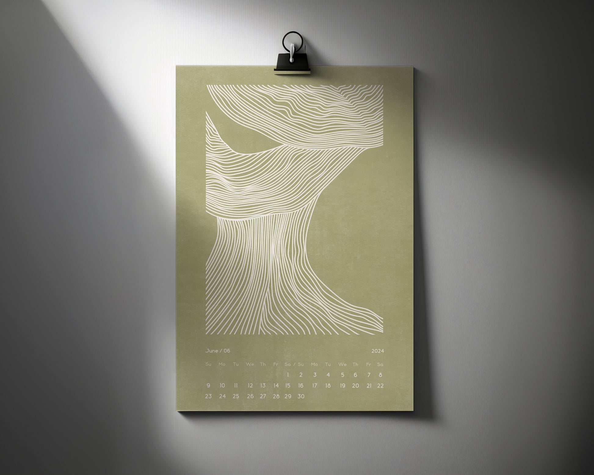 Abstract monthly printable calendar 2024 Minimalist 11x17in lines natural illustrated for Modern bedroom wall decor INSTANT DOWNLOAD, digital calendar, living room wall calendar, modern lines art