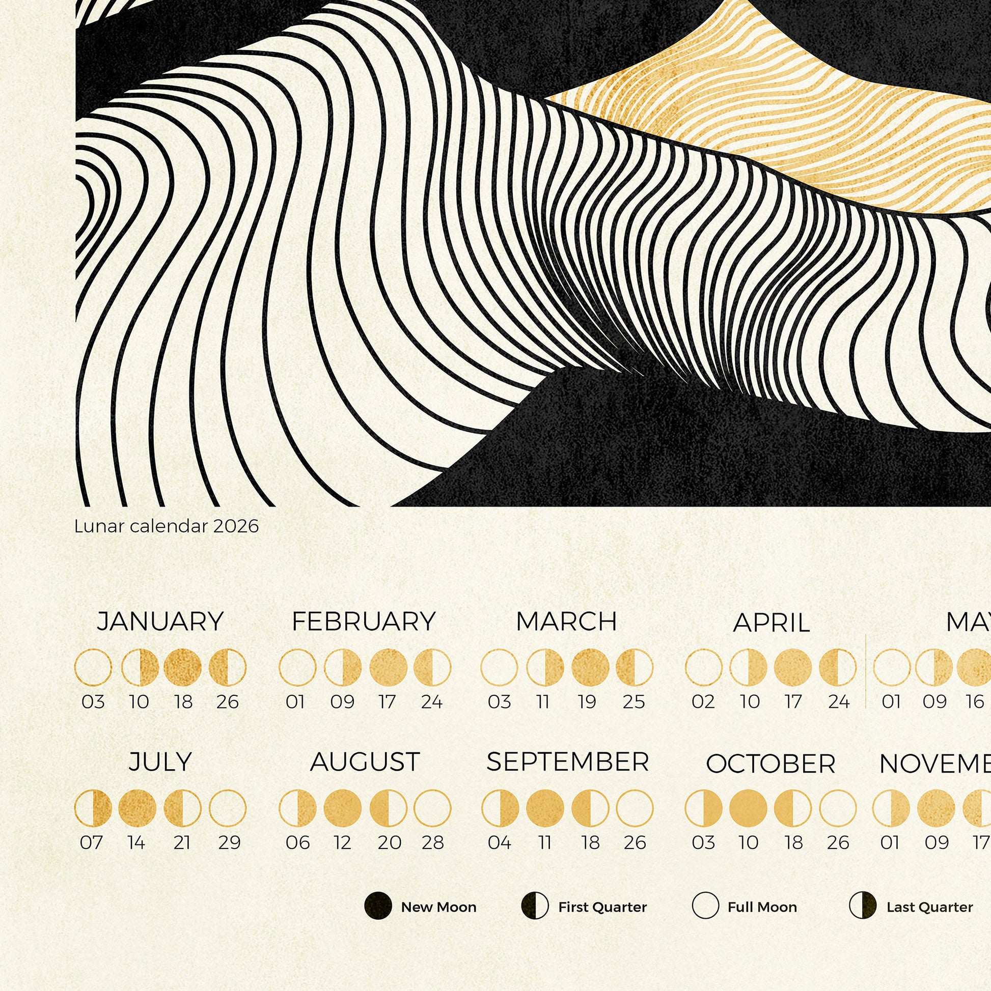 2026 moon phases chart lunar calendar abstract landscape lines mountains gold moon prints digital poster printable wall art bedroom decor home office INSTANT DOWNLOAD christmas gift ideas new year 2026 wall calendar poster decor 
home office decor, man cave room new home gift, home gift unique, self gift, house warming gift, housewarming gift, thank you gift, Thoughtful Autumn Gift, heirloom gift, long distance gift, gift for husband, thinking of you gift, new job gift, girlfriend gift