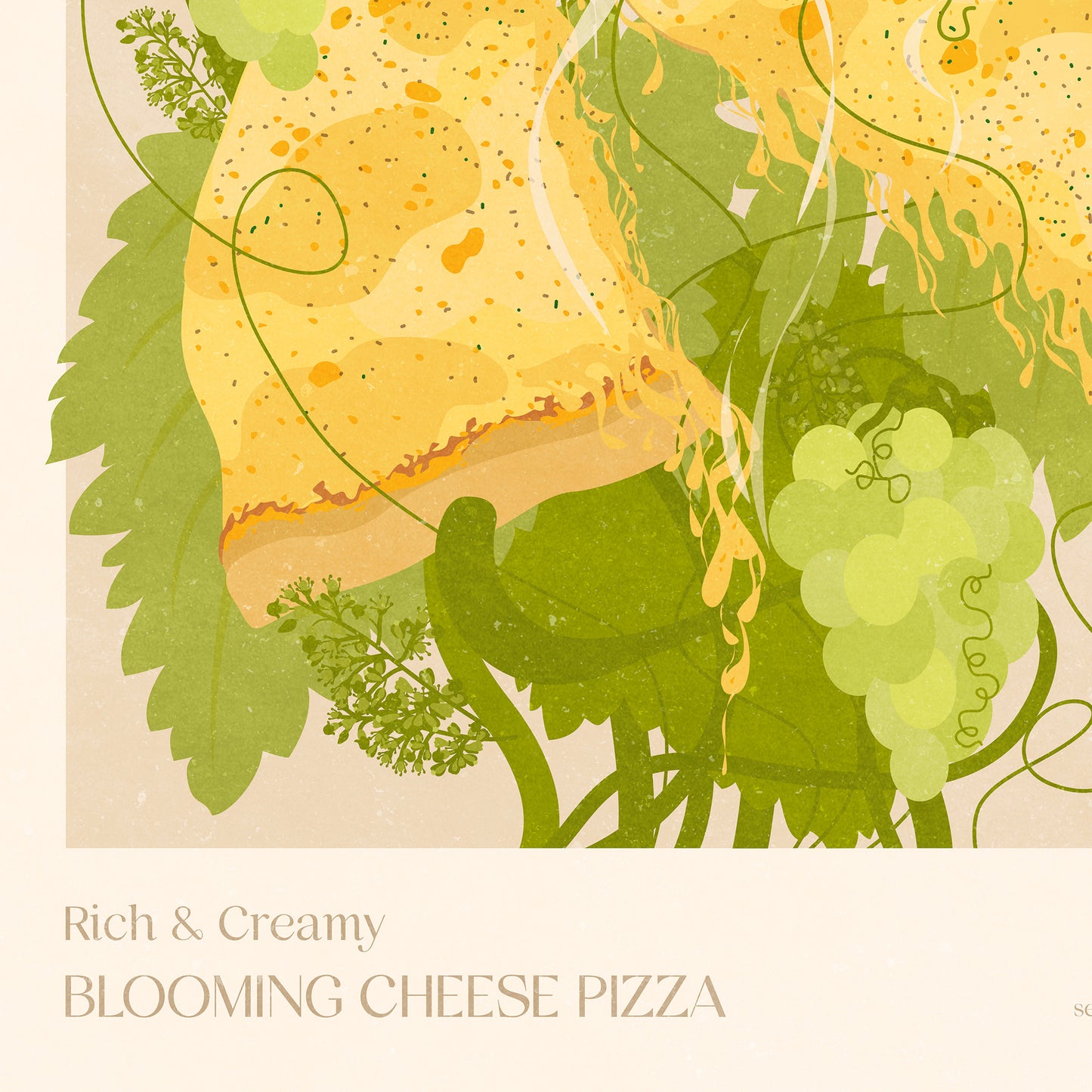 Green yellow beige maximalist prints cheese pizza blooming grape plant printable wall art floral botanical modern kitchen dining room decor italian cuisine floral fast food digital poster retro vintage nature man cave garage breakfast nook leaves man cave garage coffee corner funny lover gift hostess dish large illustration downloadable rustic hanging farmhouse moody bedroom living dorm laundry home mom mother grandmother godmother sister girlfriend boyfriend hallway pantry father day