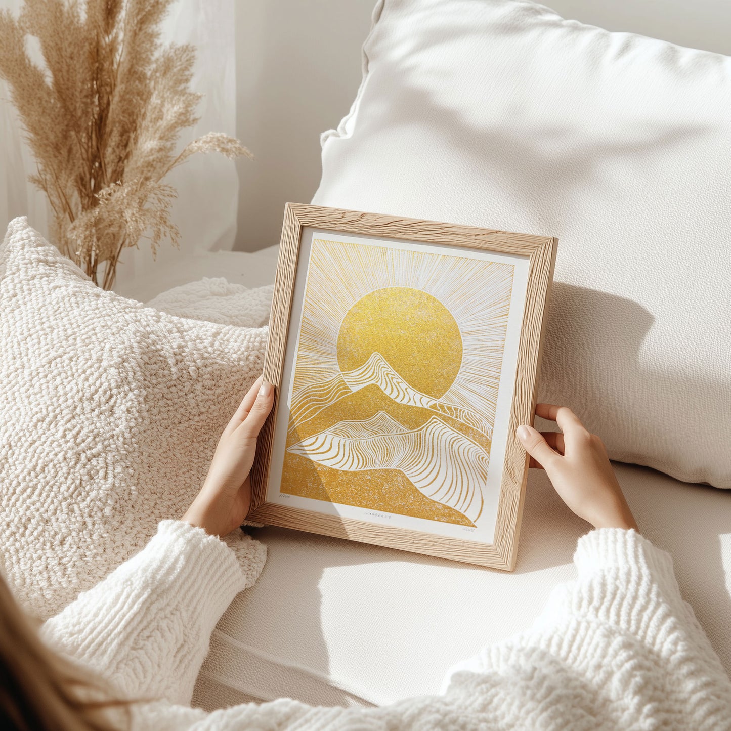 gold boho sun abstract mountains 8x10 inches desert landscape linocut print original artwork living room wall art master bedroom home office decor self gift for him for her ideas sunrise lino sunset reading nook new home newlywed gift rustic linogravure modern mid century modern mindful rising sun minimalist printmaking bohemian lines contemporary relief handprint geometric unique dopamine eclectic scandinavian above bed man cave apartment housewarming dorm entryway laundry office mom mother