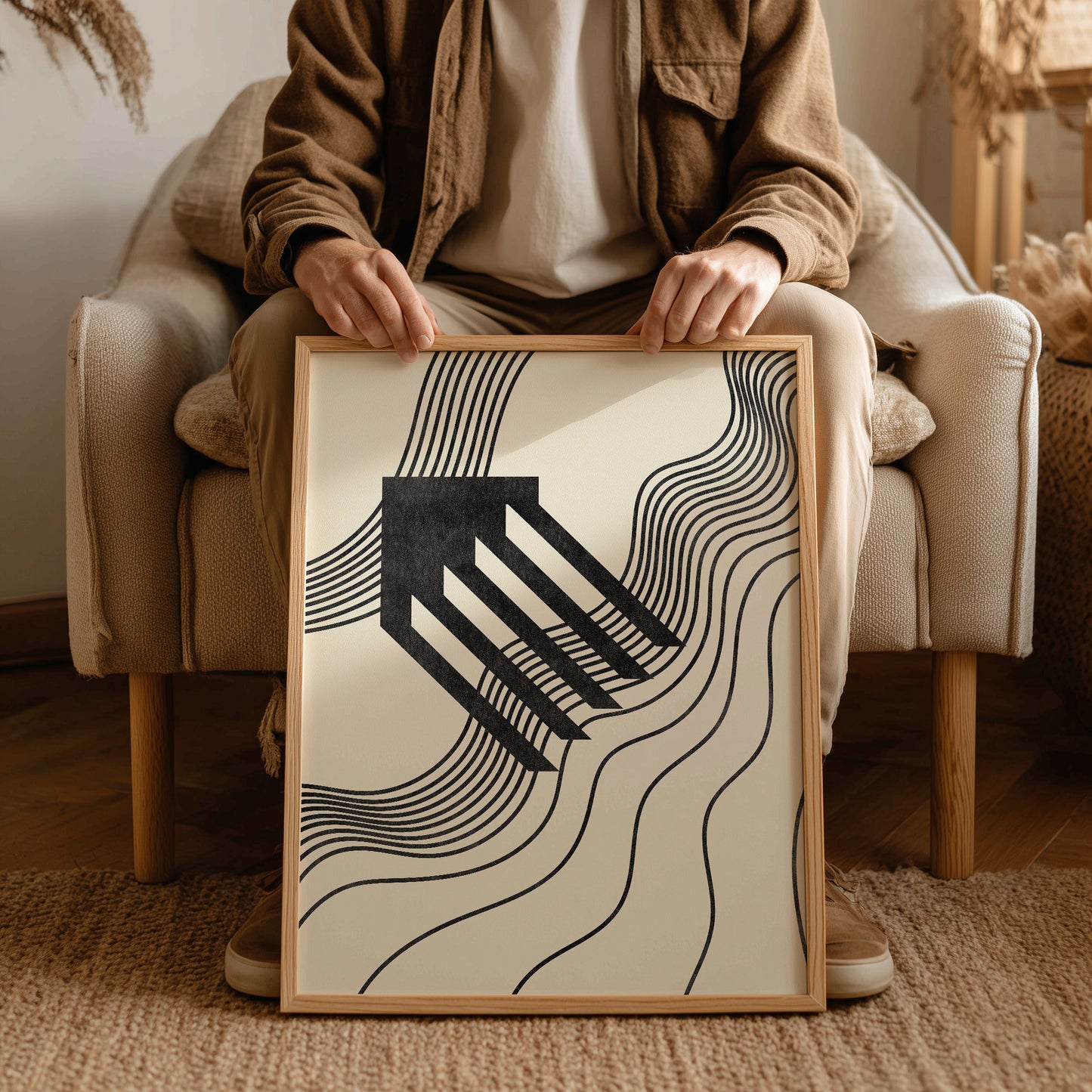 Beige black organic stairs contemporary lines printable wall art mid century modern retro abstract home office decor aesthetic prints man cave garage digital poster 
extra large wall art, niece gift from aunt, bedroom focal point,new grandma gift, mothers day gift from daughter, mothers day gift ideas, gift for best friend female, guest bedroom decor, cozy corner,college graduation gift, gift for best friend female, mudroom, bedside nurse gift, retirement gift