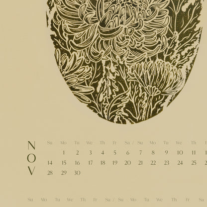 printable vintage botanical 2027 wall calendar meadowland green linocut flowers handprint prints nordic lodge home office decor INSTANT DOWNLOAD chrysanthemum iris echinacea peonies vintage linogravure english cottage art floral lino illustrated modern kitchen bedroom new year digital plant lover gift Cottagecore large hostess dining vertical Christmas xmas housewarming new homeowner friend nature rustic farmhouse mother grandmother sister self wife women farm girlfriend godmother gift for her