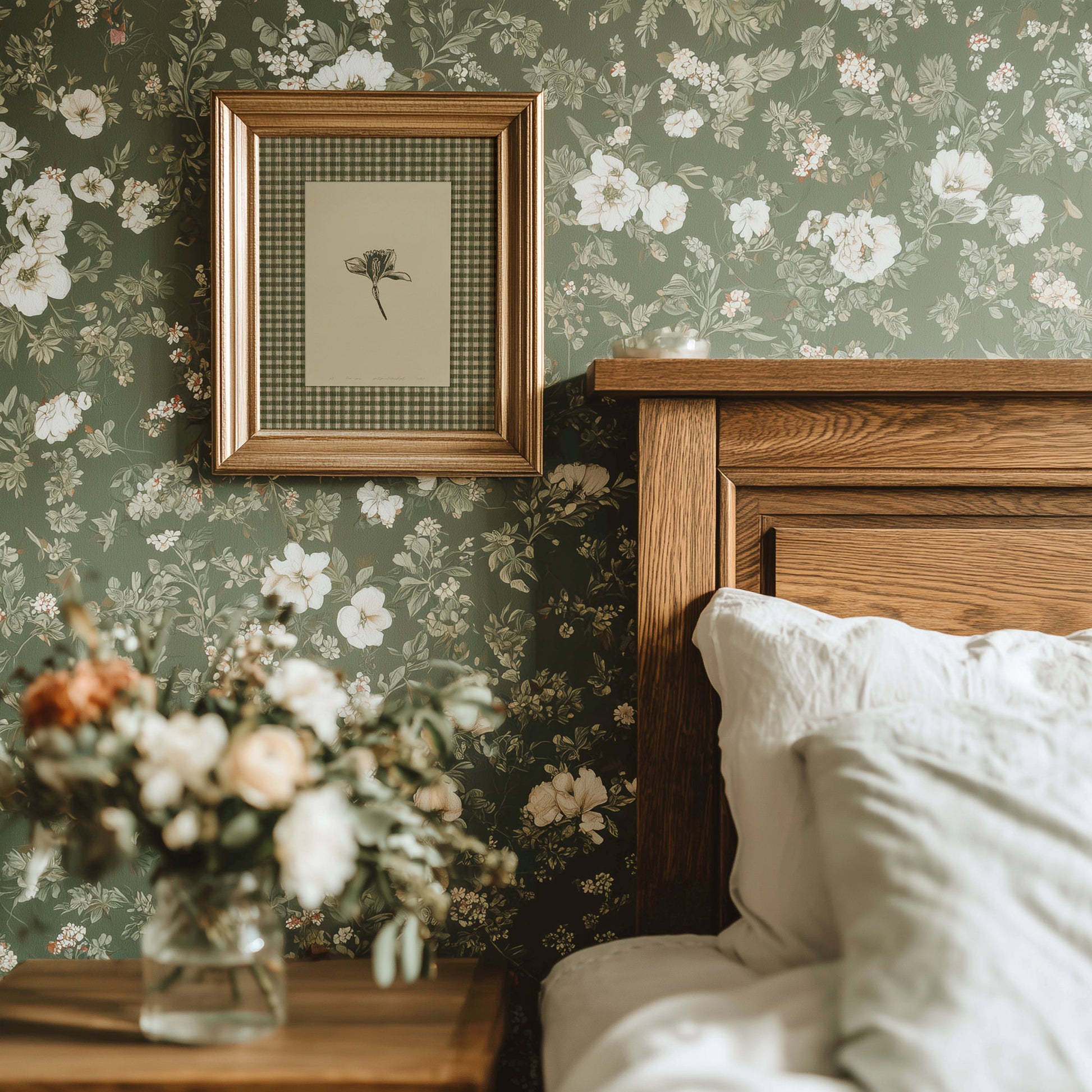 Printable Sage Green Gingham Daffodil Flower Linocut Prints Retro Cottagecore Chateaucore Checkered Wall Art Study Room Decor Digital Poster  Primary bedroom
 plant lover gift, neutral earth tones, illustration, office wall decor, reading nook decor, bedroom, nurse gift, niece gift from aunt, digital product, classical, Gift for her, antique illustration, creative workspace, new mom gift, herb, english cottage, country cottage wall decor, soft organic modern, poetic, quiet luxury