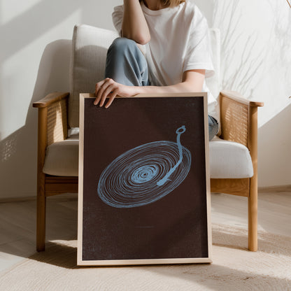Brown trendy 2026 palette cool blue color monochrome abstract vinyl record prints mid century modern contemporary lines printable wall art music lover gift man cave husband gift ideas digital poster masculine decor quiet luxury dark gift him masculine gift teen boy room audiophile living room boyfriend collectors retro fans workspace DJs Minimalist Player audiophiles Scandinavian home office creative interiors musician girlfriend present Housewarming couple Bedroom downloadable instant download