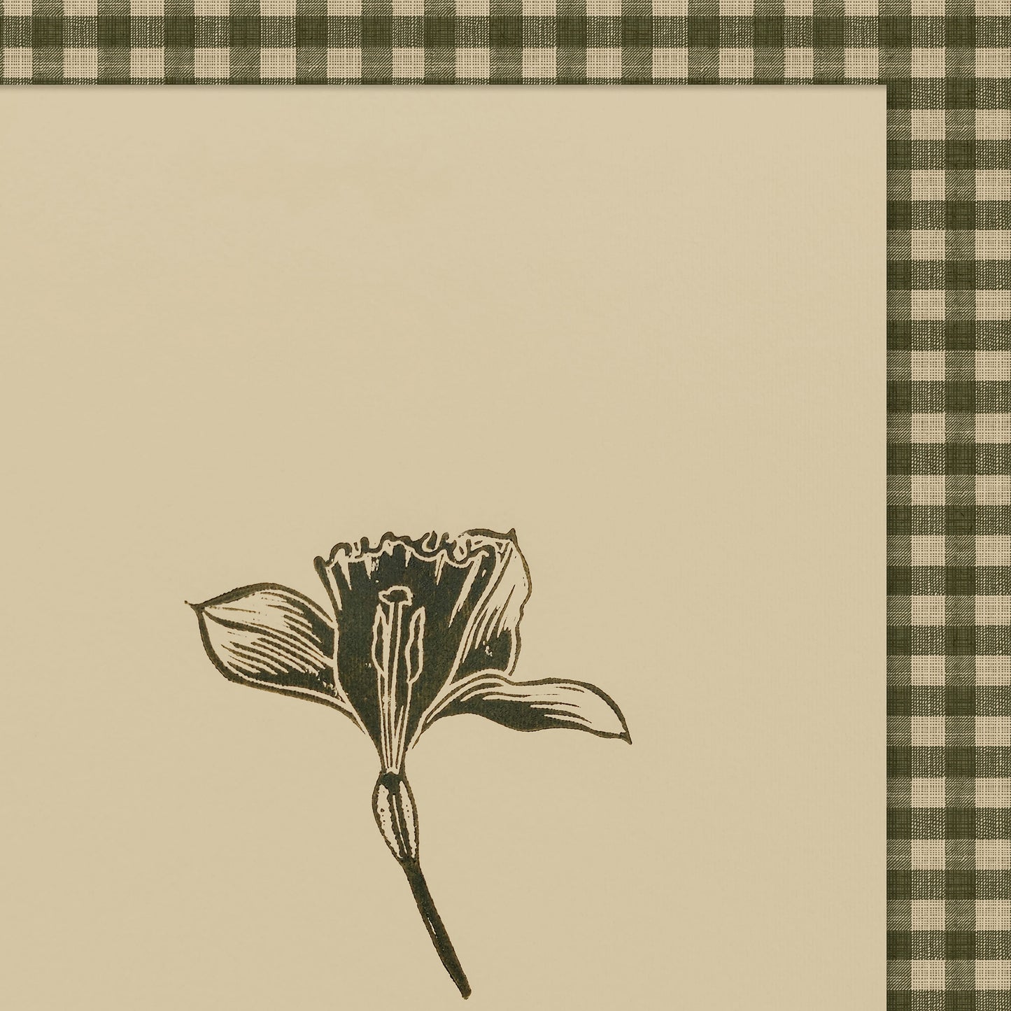 Beige printable wall art sage green color gingham daffodil flower large linocut prints retro cottagecore chateaucore decor checkered study room digital poster rustic linogravure floral lino instant download botanical checkered monoprints grand millennial modern kitchen monochrome mom gift living room antique illustration dining room hostess earth tones downloadable nature bedroom home office housewarming farmhouse mother grandmother sister self wife women girlfriend Entryway reading nook
