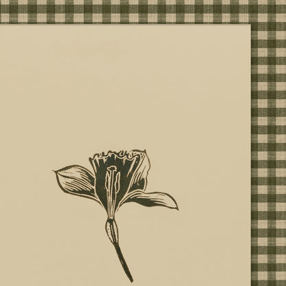 Beige printable wall art sage green color gingham daffodil flower large linocut prints retro cottagecore chateaucore decor checkered study room digital poster rustic linogravure floral lino instant download botanical checkered monoprints grand millennial modern kitchen monochrome mom gift living room antique illustration dining room hostess earth tones downloadable nature bedroom home office housewarming farmhouse mother grandmother sister self wife women girlfriend Entryway reading nook