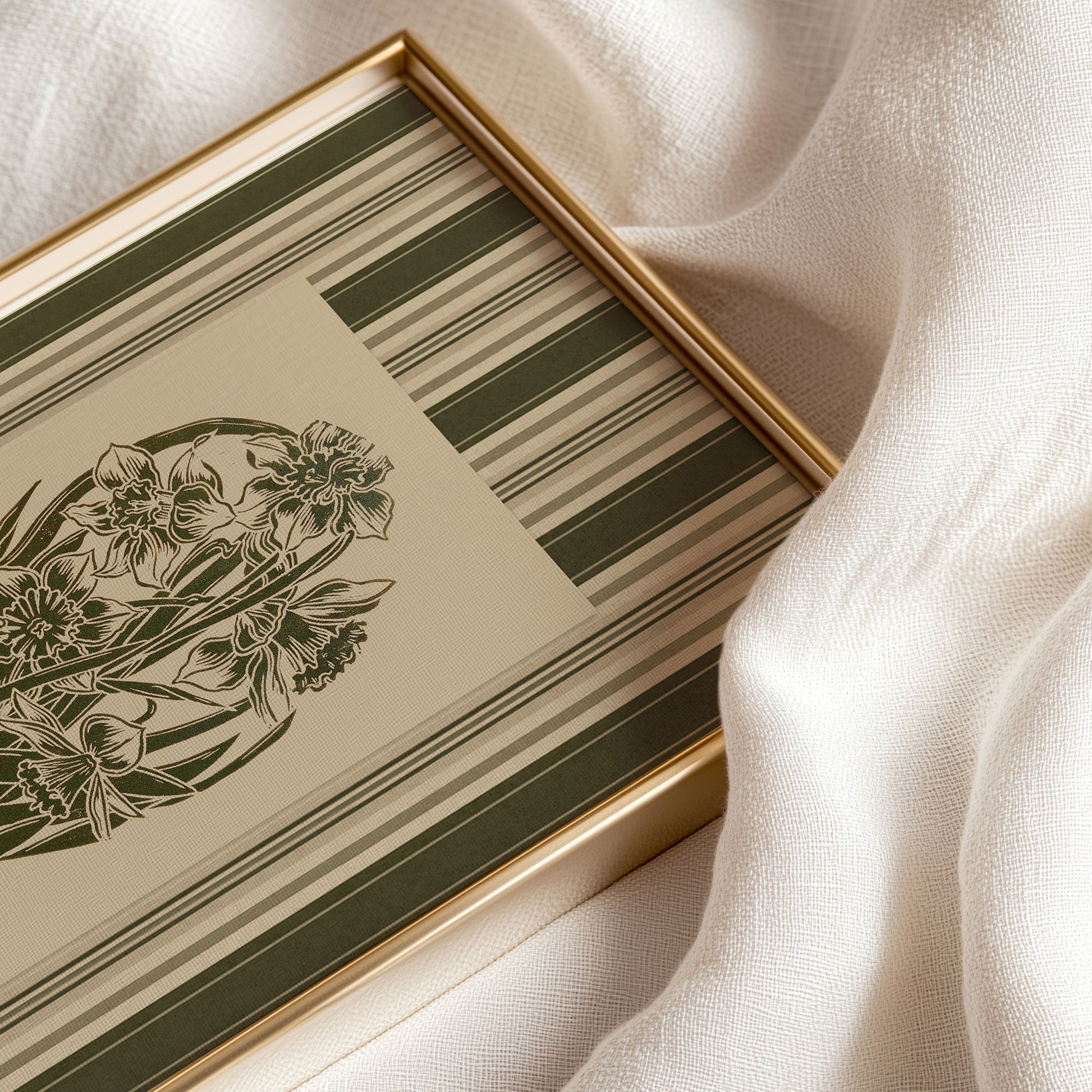 Retro Cottagecore Sage Green Daffodil Flowers Linocut Prints Floral Striped Printable Wall Grand Millennial Art Bedroom Decor Digital Poster
 niece gift from aunt, digital product, classical, Gift for her, antique illustration, creative workspace,&nbsp;new mom gift, herb, english cottage, country cottage wall decor, soft organic modern, poetic, quiet luxury wall art, slow living wall, scandinavian, eastern european, Antique, natural history wall art, vintage science, Scientific, woodland
