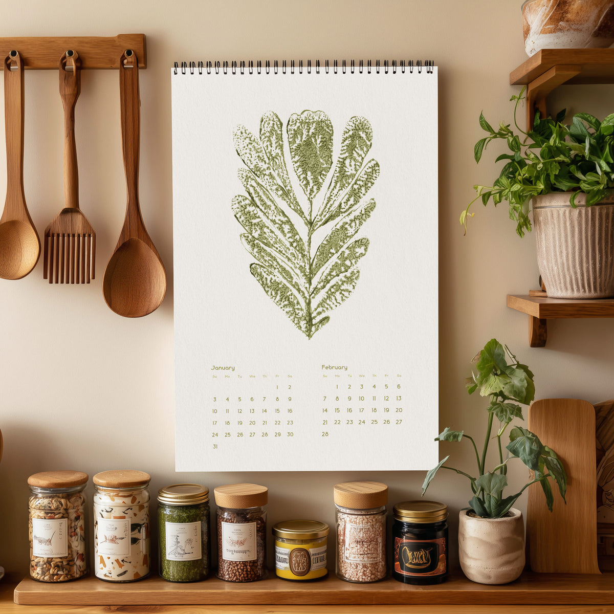 2027 wall printable calendar trendy 2027 color modern naive art abstract flowers meadowland green monotype prints plant lover gift 11x17 in illustrated calendar reading nook decor INSTANT DOWNLOAD sage green color living room home workspace new year gift earth tones contemporary office nature lover bedroom self christmas xmas kitchen hostess vertical teacher coworker housewarming new homeowner friend downloadable rustic hanging mother grandmother sister wife women farm girlfriend godmother