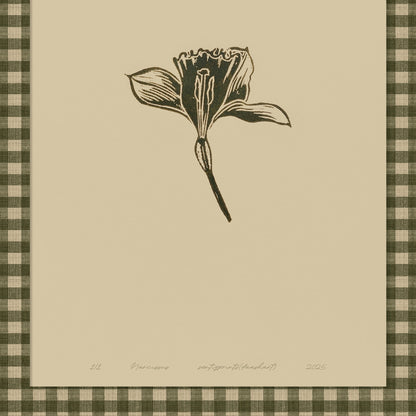 Printable Sage Green Gingham Daffodil Flower Linocut Prints Retro Cottagecore Chateaucore Checkered Wall Art Study Room Decor Digital Poster
 Monochrome earth tone palette, hostess gift, downloadable, neutral earth tones, hallway wall decor, wellness, home gift unique, heirloom gift, wellness home decor, bathroom prints, vintage poster, earthy green tones, grandmother gift, new beginnings gift, slow life, grandma gift, farm reading nook, going away gift for coworker, chateaucore, godparent gift