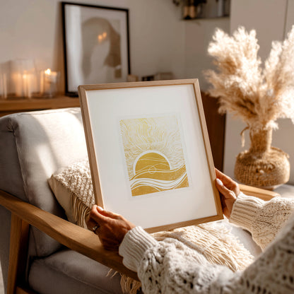 Gold Boho Sun 8x10 Sunset Desert Landscape Linocut Print Original Artwork Living Bedroom Reading Nook Wall Art Decor New Home Newlywed Gift
earth tone palette, host gift, downloadable, wellness home gift, heirloom gift, vintage poster, slow life, going away gift for coworker, printable wall art, boyfriend gift, gift for the home, gift for best friend male, home theater decor, farm decor, dorm room decor, bedroom, bookshelf Aesthetic wall art, printable wall art large, nordic back to school gift thinking