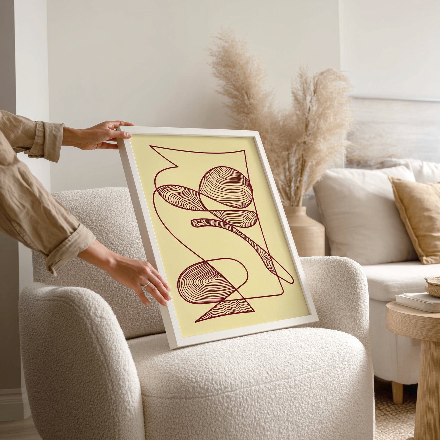 trendy 2026 palette gallery wall set butter yellow color burgundy red cherry relaxing abstract contemporary lines set of 3 piace printable wall art primary bedroom spa bathroom decor nordic scandinavian aesthetic prints digital poster
 office entryway modern spa digital instant gift for her for him mudroom for friend graduation teacher appreciation hallway gift download poster large barista girlfriend gift for boyfriend birthday for her friend staircase zen home anniversary gift home decor boyfriend couple 