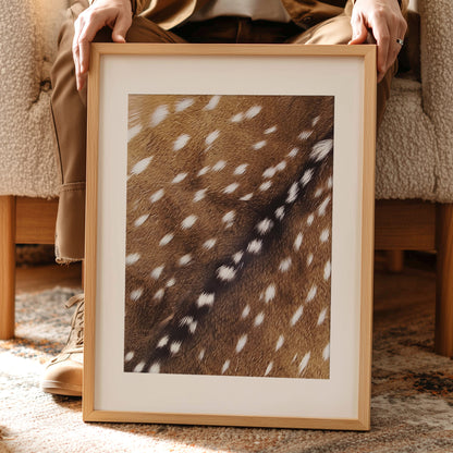 Trendy spotted deer fur animal pattern photography printable wall art fireplace decor