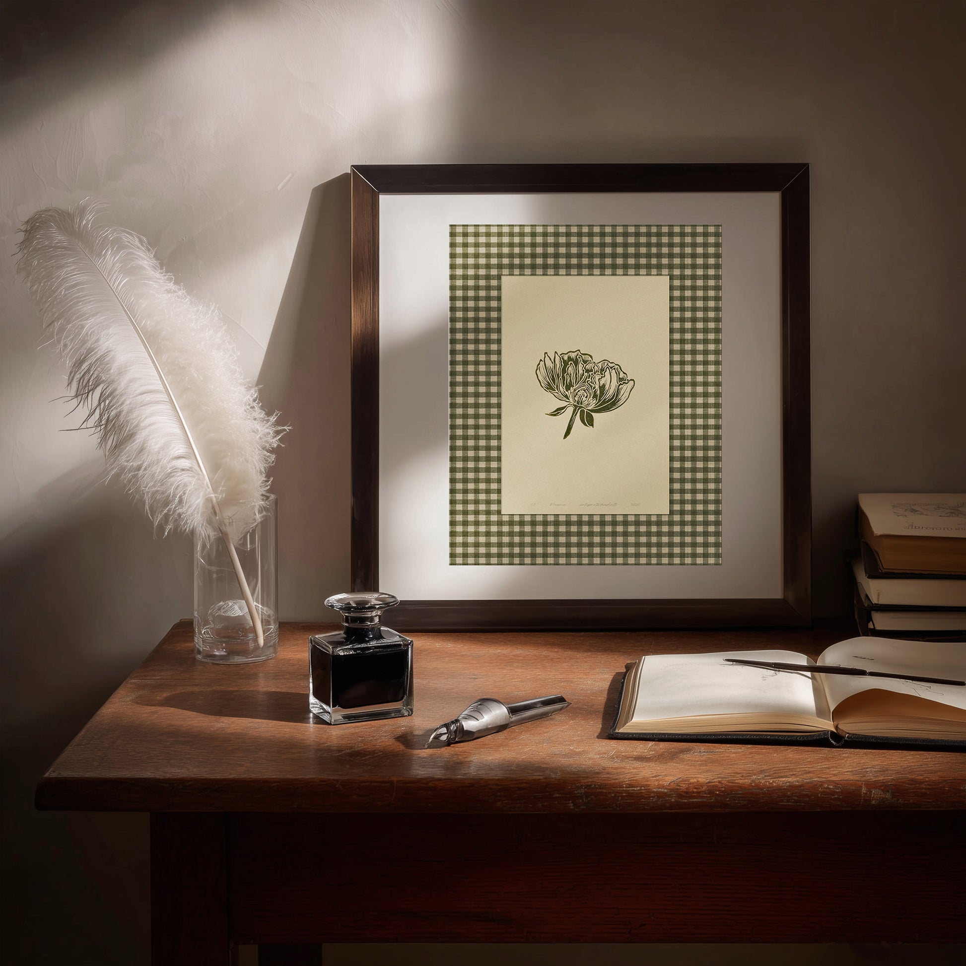 sage green color peony flower large linocut prints floral lino printable wall art digital poster retro cottagecore vintage botanical gingham checkered decor monoprints chateaucore  bedroom grand millennial modern kitchen monochrome mom gift rustic living room antique illustration plant lover dining room hostess thank you table earth tones downloadable nature bedroom instant download home office housewarming farmhouse mother grandmother sister self wife women girlfriend Entryway reading nook