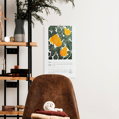 Bright pear botanical printable calendar 2026 with Floral fruits and vegetable 11x17in linocut illustrated wall decor new year gift entryway living room going away gift for coworker, employee appreciation gift, thoughtful teacher, pass the gift game, realtor closing gift, fathers day gift, grandpa gift, new dad gift, Say Thanks, sister birthday gift, boyfriend gift, couple gift, Thankful Wall Decor, best friend gift, girlfriend gift, sister gift, big sister gift, daughter gift, best man gift, wife gift
