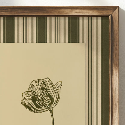 Retro Cottagecore Tulip Flower Linocut Prints Sage Green Striped Printable Wall Art Living Room Decor Grandmother Self Gift Digital Poster
 realtor closing gift, Xmas present, Woodland fairytale, plant lover gift, neutral earth tones, illustration, office wall decor, reading nook decor, bedroom, nurse gift, niece gift from aunt, digital product, classical, Gift for her, antique illustration, creative workspace, new mom gift, herb, english cottage, country cottage wall decor, soft organic modern,