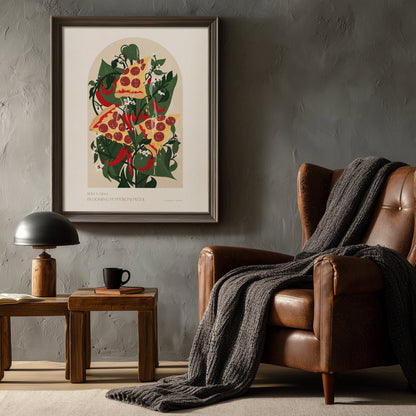 Green Maximalist Pepperoni Pizza Chili Pepper Plant Printable Wall Art Modern Kitchen Pantry Decor Floral Fast Food Prints Digital Poster man cave
 living room wall art, oversized, 21st birthday gift for him, bedside, large dish poster, birthday gift for friend, new home gift, self, new job gift, birthday gift for her, gift for best friend female, housewarming gift, thank you gift, staircase, above dining table wall art,heirloom gift, long distance gift, gift for husband, music room, cozy corner, glamoratti