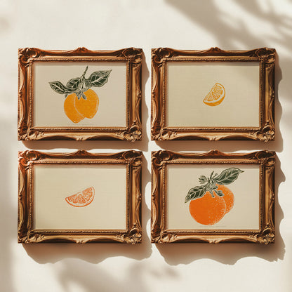 gallery wall set oranges vintage fruits linocut print original artwork citrus botanical wall art modern kitchen lino home gift unique mini set of 4 lemon cottagecore citrus dining room nature lover linogravure retro botanical christmas new home thoughtful autumn summer yellow sage green plant lover office grandmother bedroom living room relief thanksgiving table teacher new apartment handprinted entryway farmhouse mom wife girlfriend sister godmother Thank You Coworker Say Thanks Present