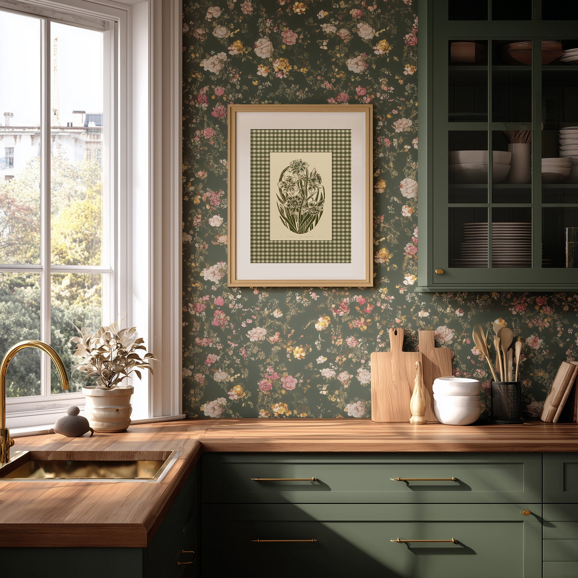 retro cottagecore sage green color gingham wall art daffodil flowers large linocut prints floral lino printable bedroom decor checkered decor digital poster farm reading nook rustic linogravure monochrome grand millennial modern kitchen vintage botanical mom gift living room antique illustration plant lover dining room chateaucore hostess thank you earth tones downloadable instant download home office housewarming laundry farmhouse mother grandmother sister self wife women girlfriend Entryway