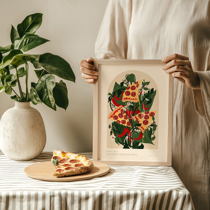Green Maximalist Pepperoni Pizza Chili Pepper Plant Printable Wall Art Modern Kitchen Pantry Decor Floral Fast Food Prints Digital Poster
 illustration printable wall art, digital poster, nature, rustic, floral, heirloom gift, flower, plant, leaf, leaves, digital download, toddler reading nook, digital product, downloadable art, extra large wall art, bright wall hanging, mens game room, window nook, unique wall art, fine art prints, cabin, botanical floral, easter gift, law school graduation gift, 16th