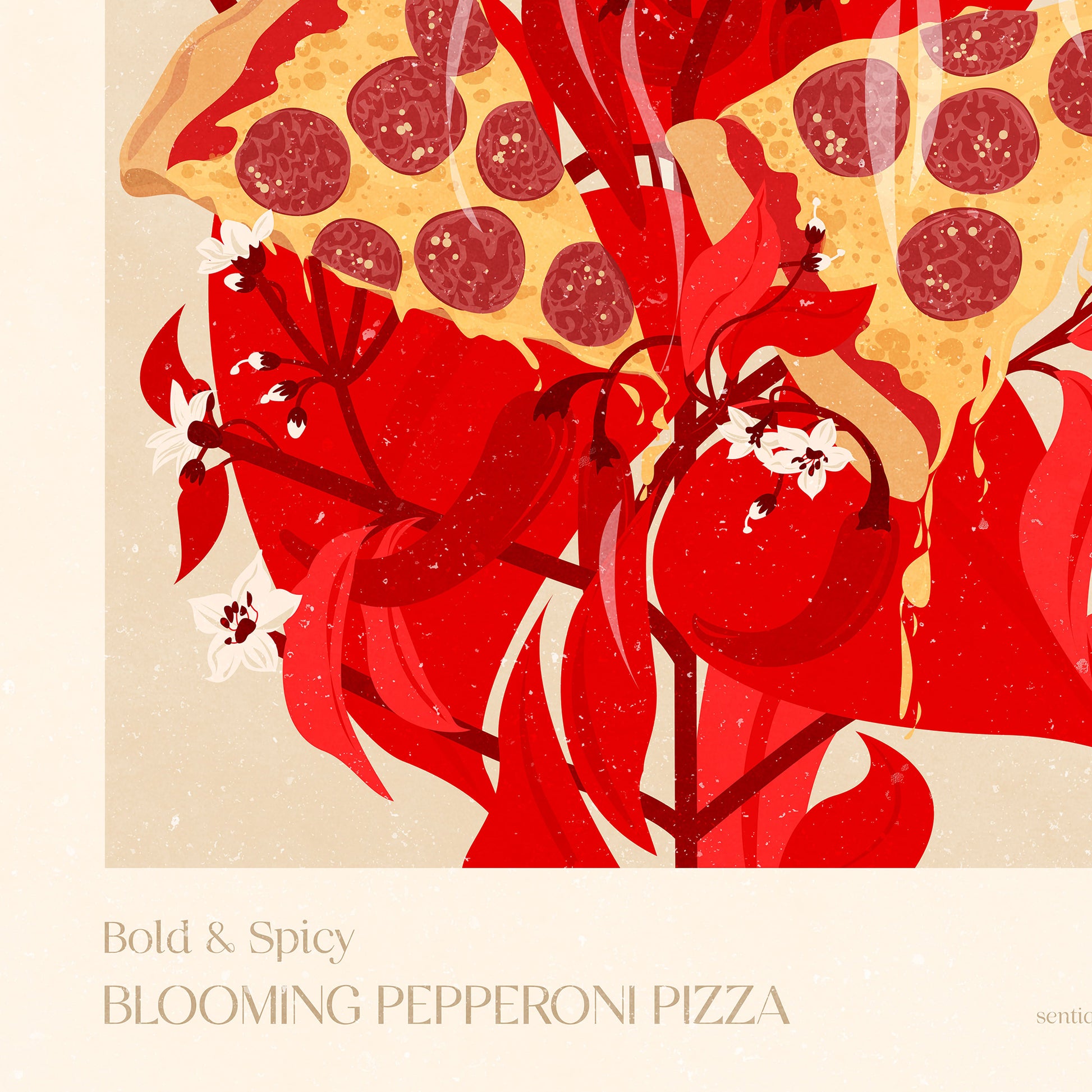 Maximalist Pepperoni Pizza Blooming Chili Pepper Plant Printable Wall Art Botanical Prints Modern Kitchen Decor Fast Food Digital Poster bold and spicy 
 illustration printable wall art, digital poster, nature, rustic, floral, heirloom gift, flower, plant, leaf, leaves, digital download, toddler reading nook, digital product, downloadable art, extra large wall art, bright wall hanging, mens game room, window nook, unique wall art, fine art prints, cabin, botanical floral, easter gift, law school graduation