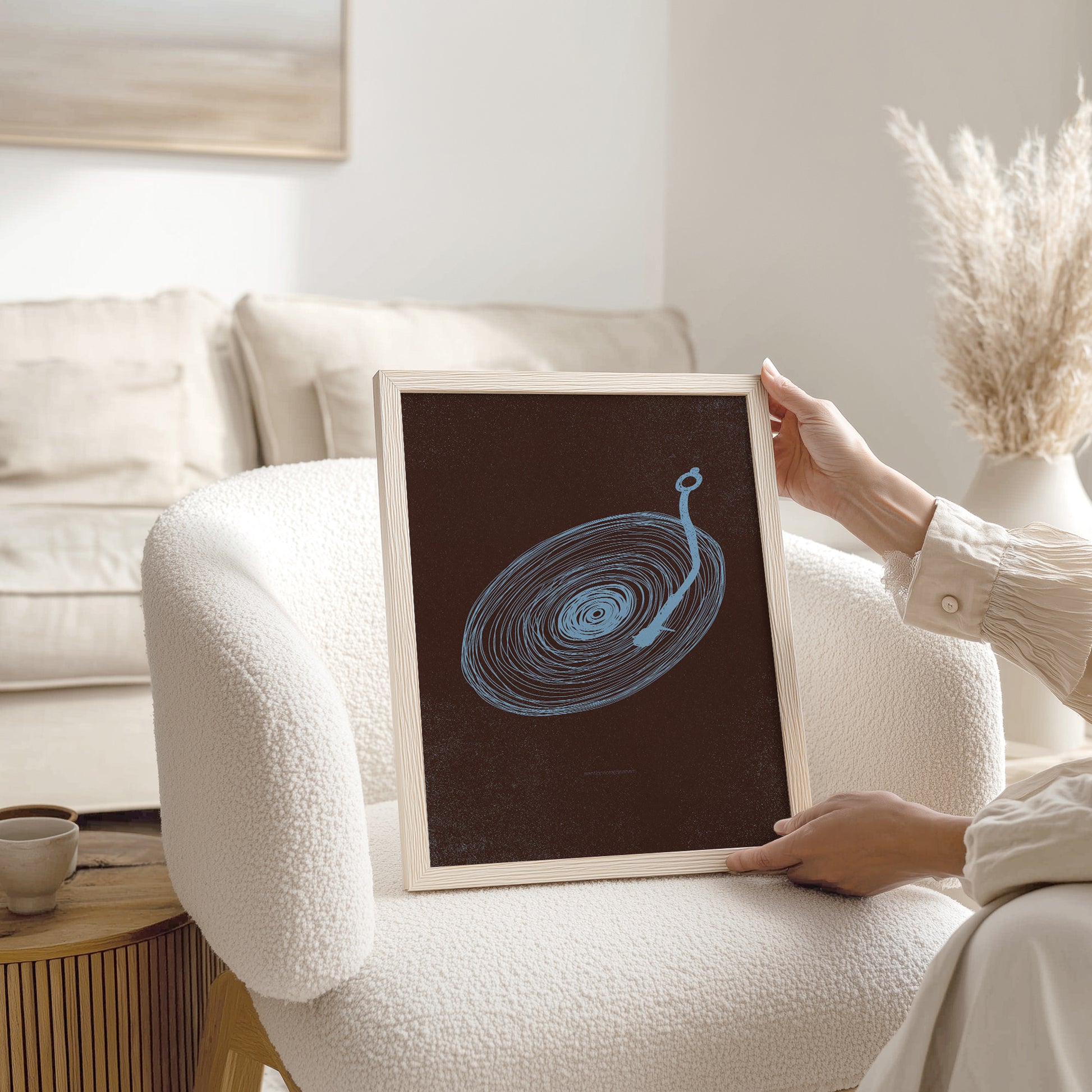 Brown trendy 2026 palette cool blue color monochrome abstract vinyl record prints mid century modern contemporary lines printable wall art music lover gift man cave husband gift ideas digital poster masculine decor quiet luxury 
download, product, downloadable art, wall hanging, unique, mid century modern, entryway, foyer, staircase, primary bedroom, glamoratti, abstract, Xmas Gift for Nature Lover, contemporary art, abstract art prints, minimalist large wall art, half bath moody
