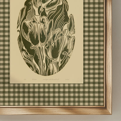 Retro Cottagecore Sage Green Gingham Tulips Flowers Linocut Prints Floral Printable Master Bedroom Wall Art Checkered Decor Digital Poster
neutral earth tones, illustration, office wall decor, reading nook decor, bedroom, nurse gift, niece gift from aunt, digital product, classical, Gift for her, antique illustration, creative workspace, new mom gift, herb, english cottage, country cottage wall decor, soft organic modern, poetic, quiet luxury wall art, slow living wall, scandinavian